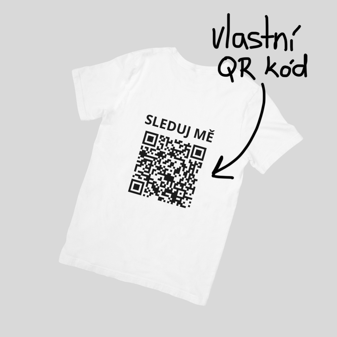 Tričko s vlastním QR kódem a textem bílé