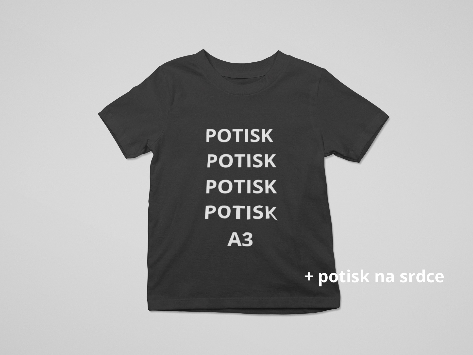 Tričko s vlastním potiskem a3 + srdce černé