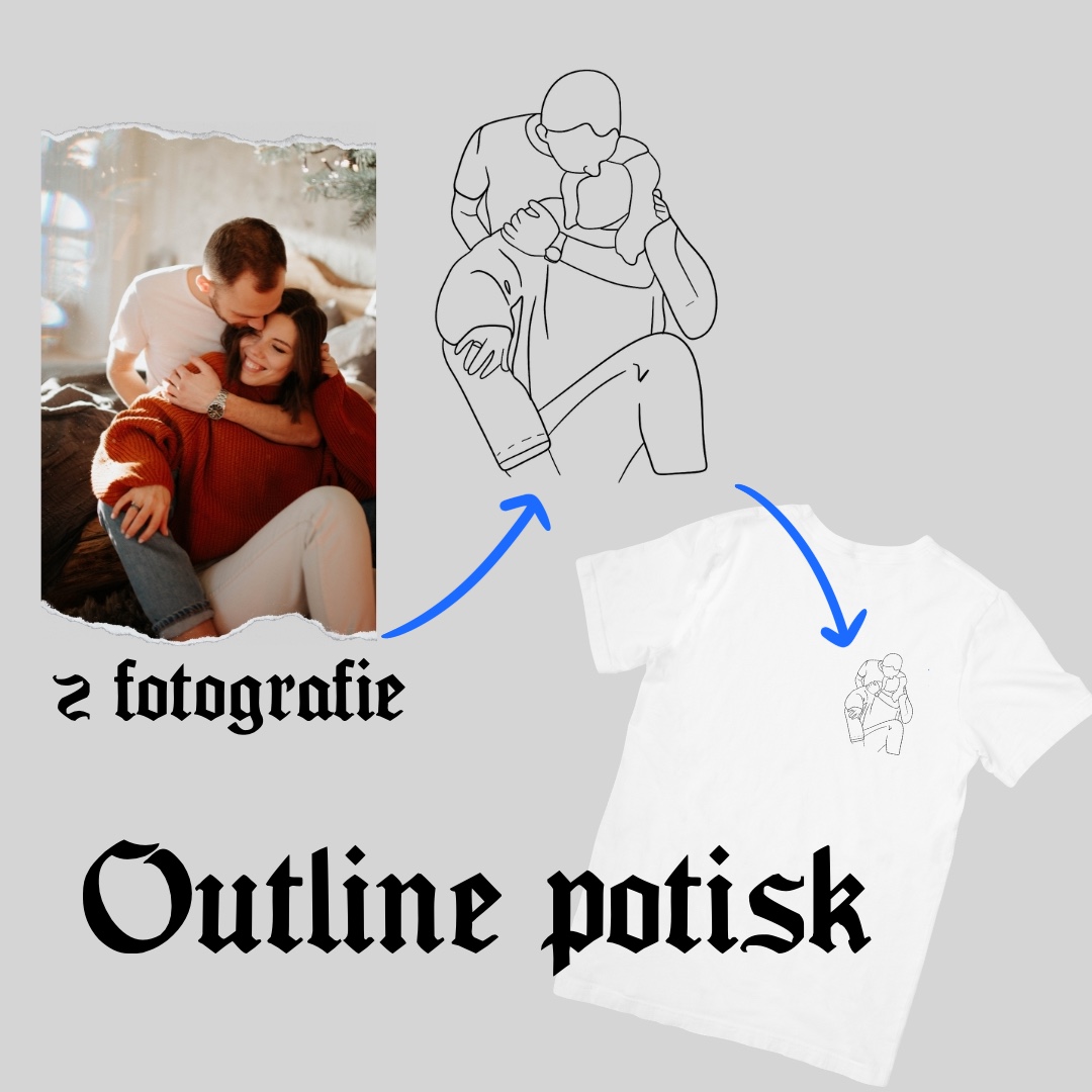 Tričko s vlastní fotografií outline bílé