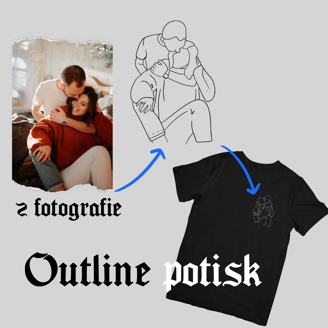 Tričko s vlastní fotografií outline černé