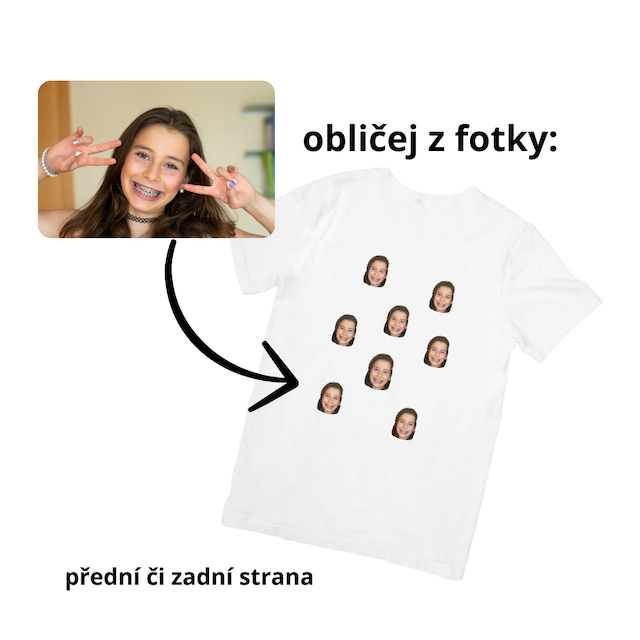Tričko s vlastní fotkou Veselý obličej bílé A