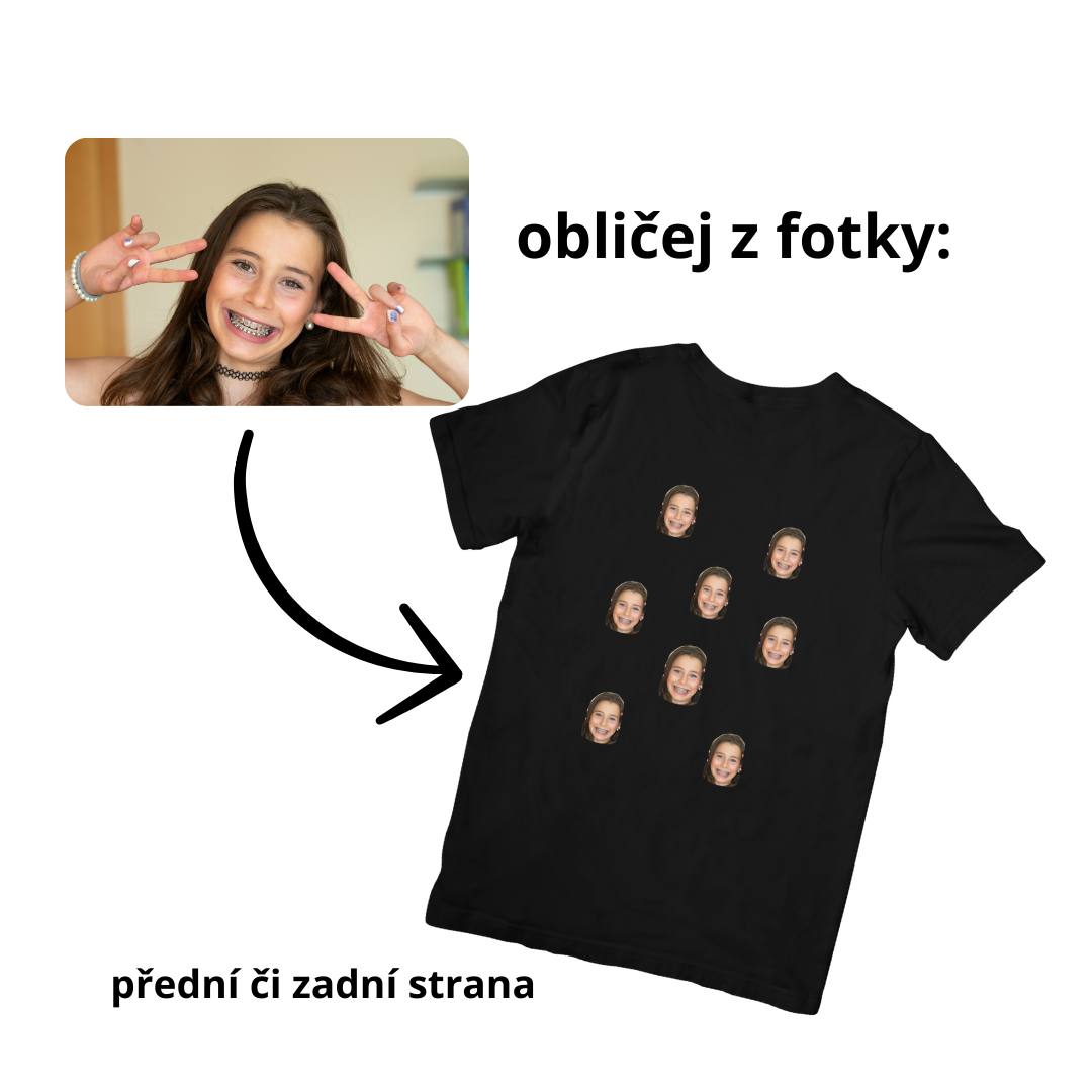 Tričko s vlastní fotkou Veselý obličej černé A