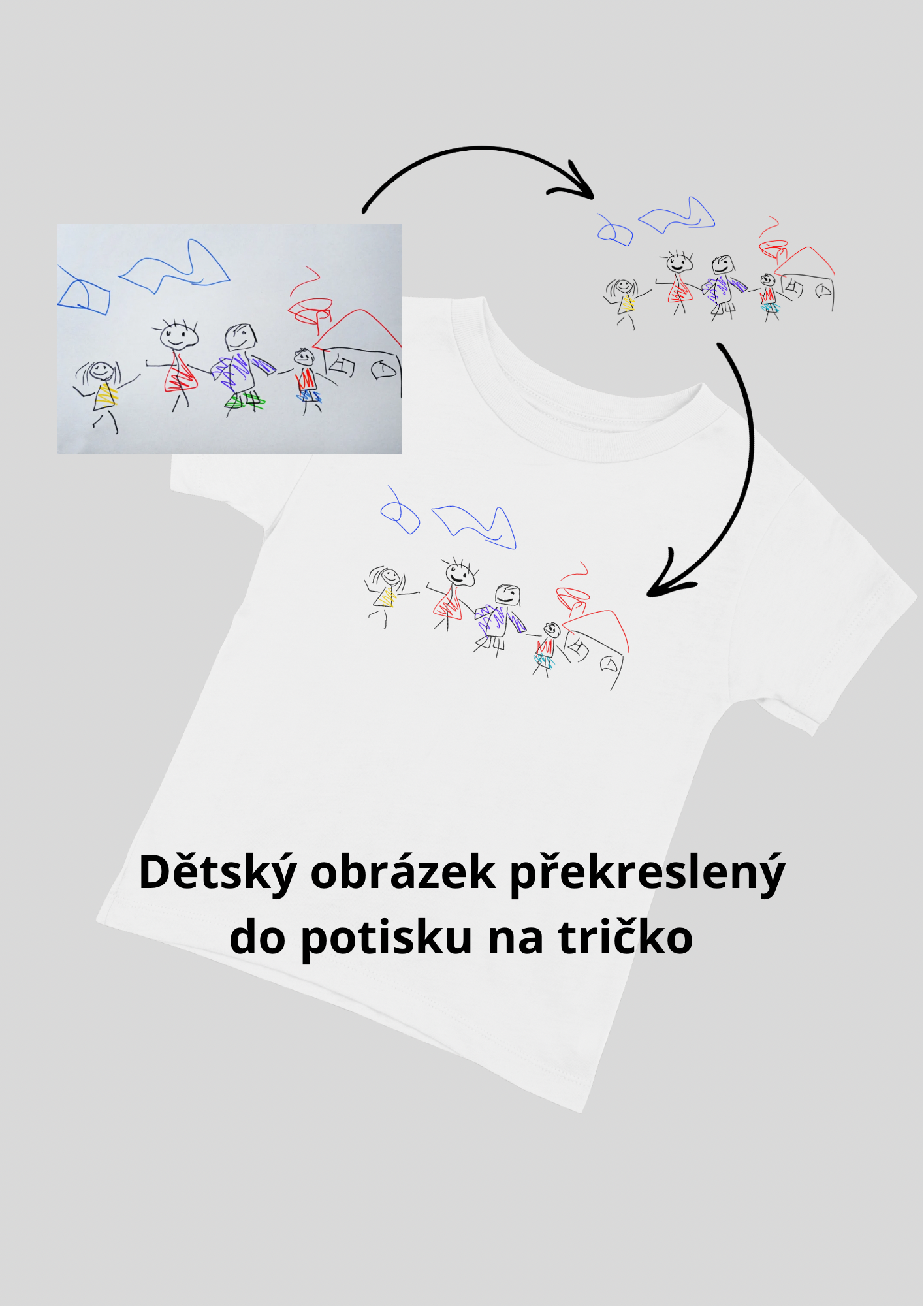Tričko Dětský obrázek překreslený do potisku na tričko bílé