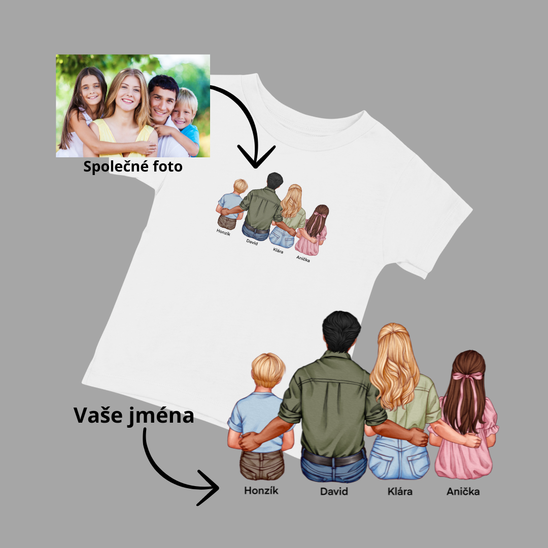Tričko RODINA bílé podle fotografie