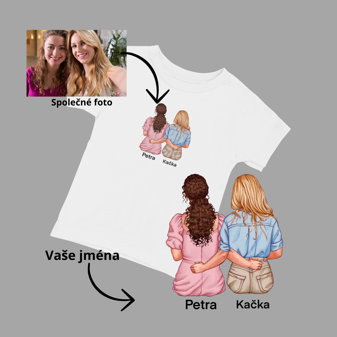 Tričko Sestry / BFF bílé podle fotografie