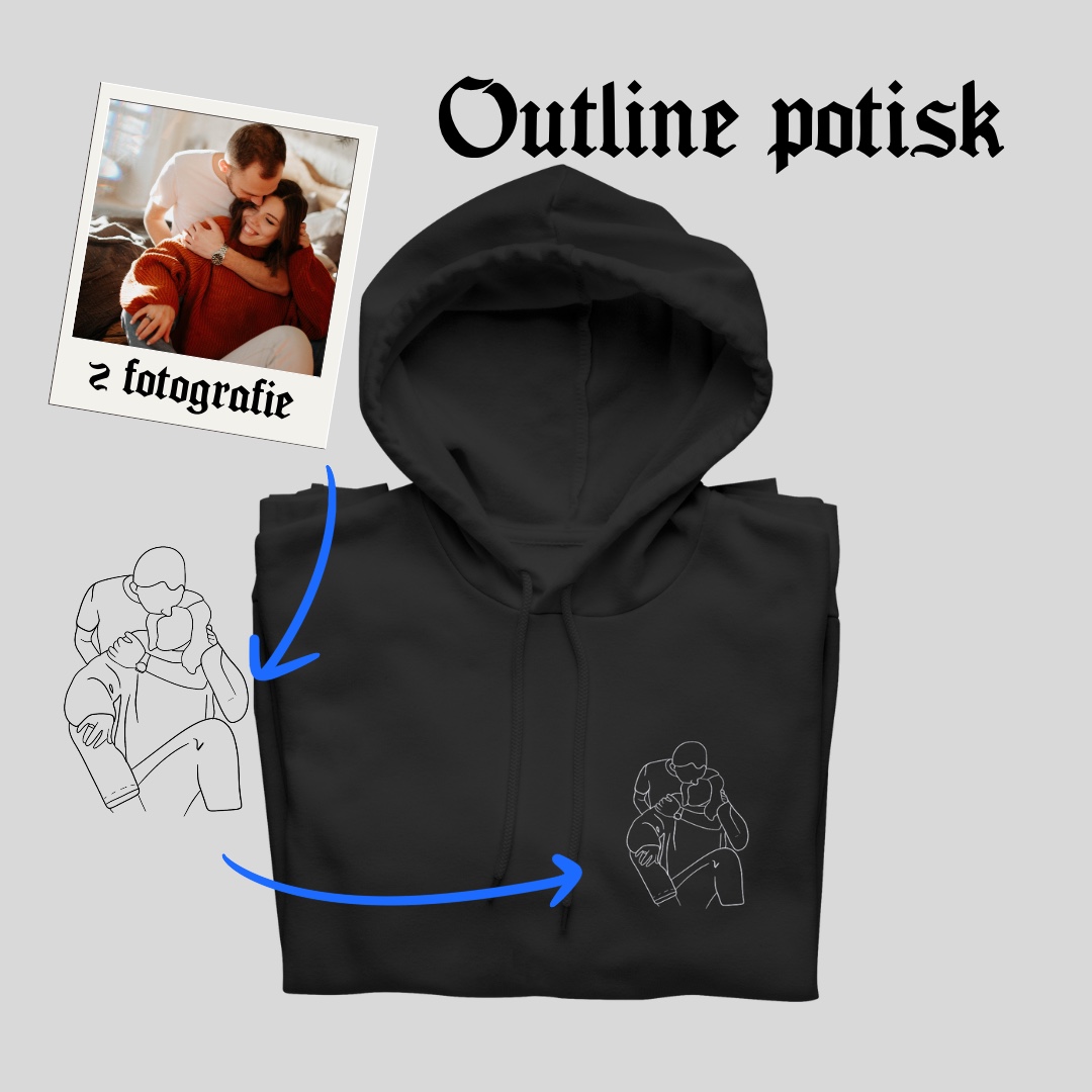 Mikina s vlastní fotkou outline černá