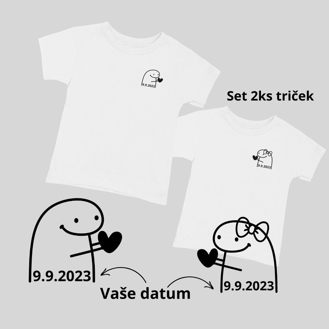 Couple Gery set triček 2ks s vlastním datem bílé