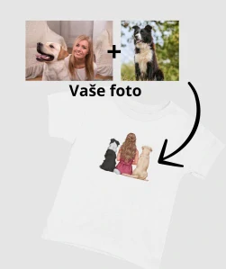 Tričko RODINA A PES bílé podle fotografie
