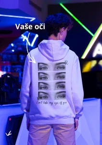 Mikina s kapucí oči 4 Bílá
