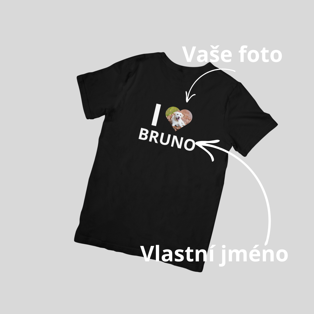 Tričko I LOVE  s vlastní fotografií černé